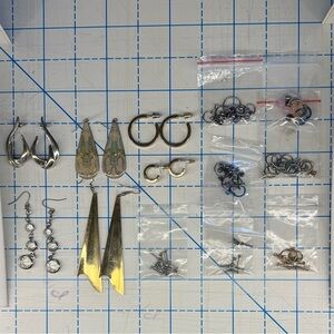 Mixed Metal Earrings and Findings Lot - Gold & Silver Tones